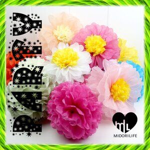 UNBRANDED Tissue Paper Pom Pom Flower Puff Decorations (56 pieces)